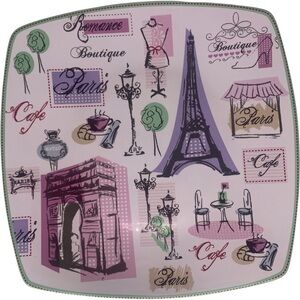 222 Fifth Tres Chic Paris Eiffel Tower Cafe Boutique Dining 10" Dinner Plate